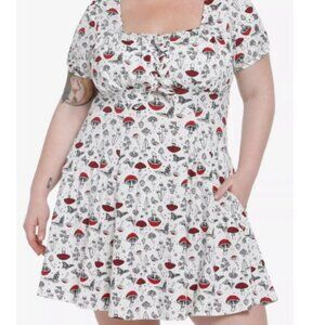 NWT Hot Topic Thorn & Fable Mushroom Print Babydoll Dress